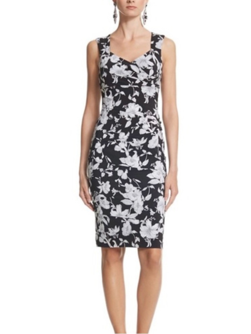 WHITE HOUSE BLACK MARKET Instantly Slimming Layered Sheath Dress Womens 6 Floral